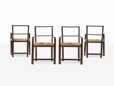 View full screen - View 1 of Lot 556. Set of four unique armchairs.