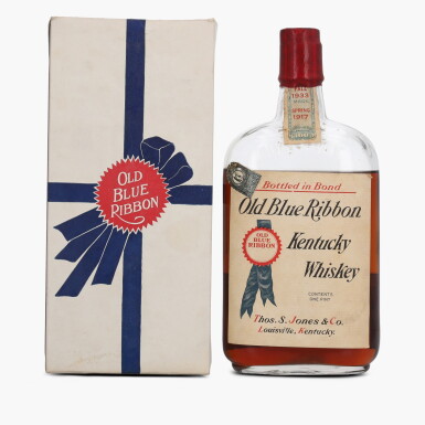 View full screen - View 1 of Lot 2486. Old Blue Ribbon Bottled In Bond 100 Proof 1917 (1 Bottle Pint).
