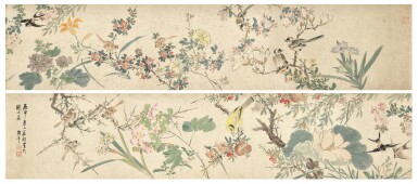 View full screen - View 1 of Lot 2571. Chen Jiayan (1599-after 1679) 陳嘉言 | Flowers and Birds 花鳥圖卷.