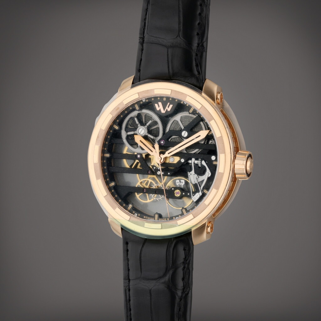 View full screen - View 1 of Lot 32. Twenty-8-Eight Grand Skeleton | A limited edition pink gold skeletonized wristwatch, Circa 2015.