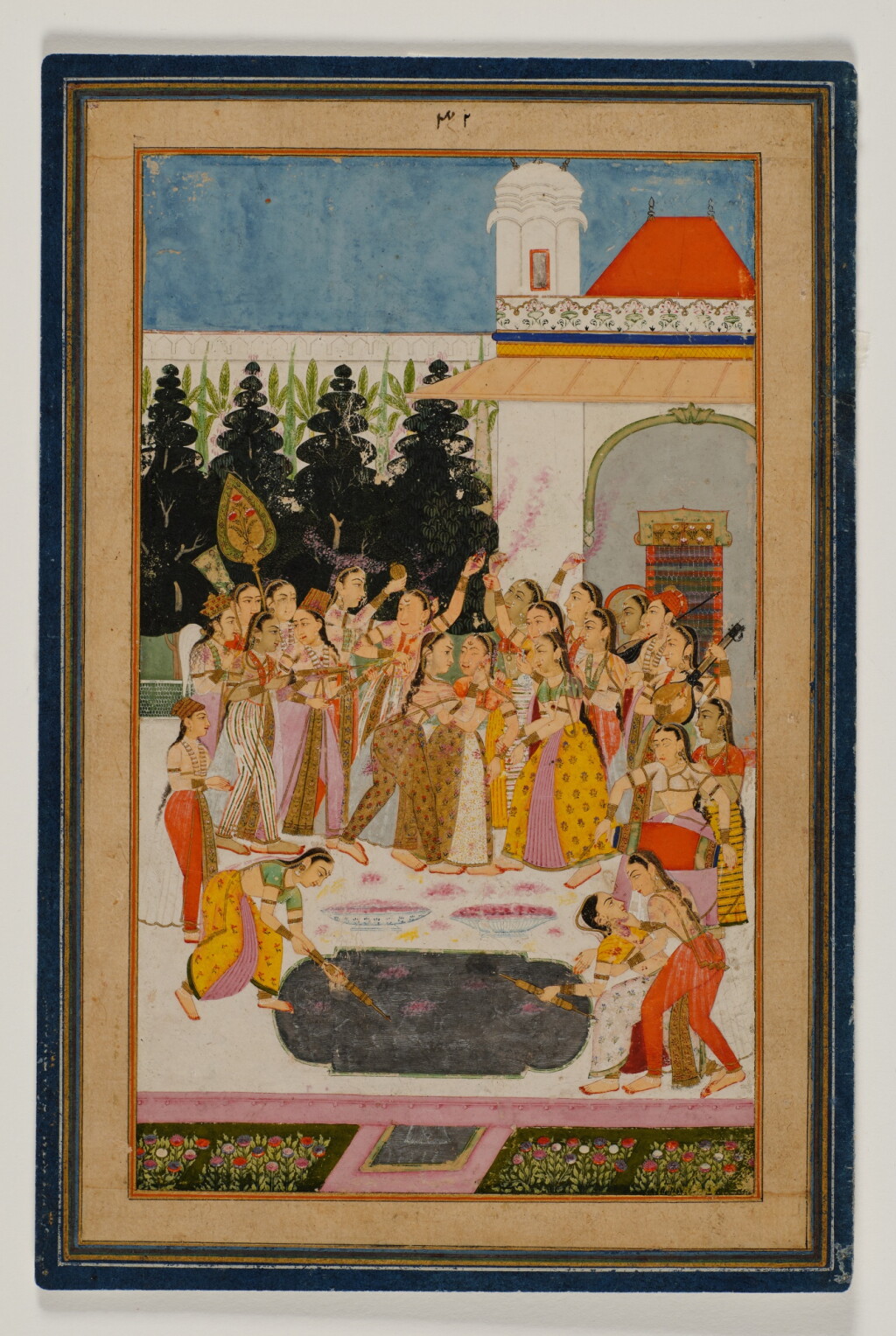 View full screen - View 1 of Lot 860. A Melee During Holi, Mughal or Bikaner, early - mid 18th century.