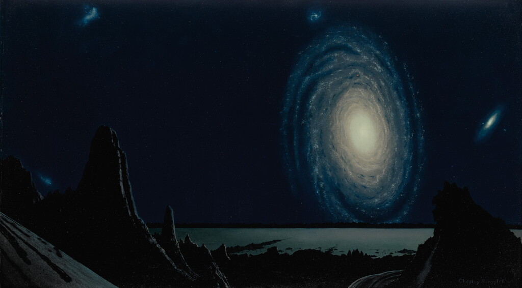 View full screen - View 1 of Lot 50. BONESTELL, CHESLEY | "OUR GALAXY, THE MILKY WAY," ORIGINAL ARTWORK FOR THE COVER OF FANTASY AND SCIENCE FICTION, OCTOBER 1970 .