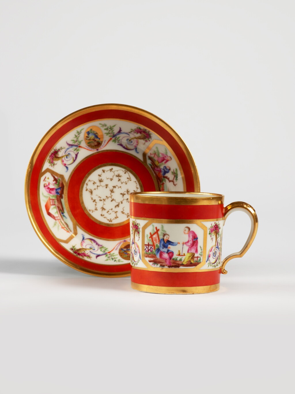 View full screen - View 1 of Lot 684. A Sèvres (Hard-Paste) Porcelain Cup and Saucer (Gobelet litron et soucoupe), circa 1793-95.