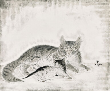View full screen - View of Léonard Tsuguharu Foujita 藤田嗣治 | Chatte et chaton 貓與小貓.