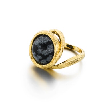 View full screen - View 1 of Lot 430. Gilbert Albert | Bague or et multi-pierres | Gold and gem beads ring.