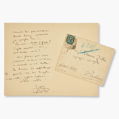 View full screen - View 1 of Lot 104. Giuseppe Verdi | Autograph letter to Emma Zilli, 29 May 1893.