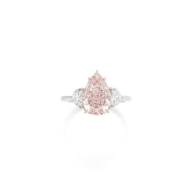 View full screen - View 1 of Lot 582. Fancy Light Pink diamond ring.