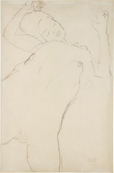 View full screen - View 1 of Lot 24. Halbakt mit erhobenen Armen (Half nude with raised arms).