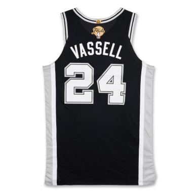 View full screen - View 1 of Lot 9. Devin Vassell San Antonio Spurs 2026 NBA Finals Game Worn Icon Edition Jersey | Game 3 | First NBA Finals Win.