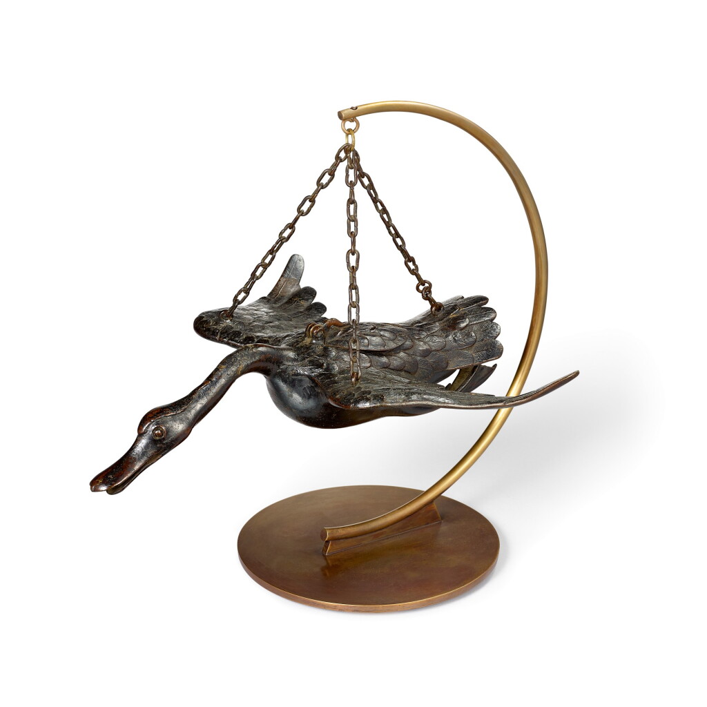View full screen - View 1 of Lot 3666. A rare bronze goose-form incense burner and cover Ming dynasty | 明 銅寶鵝香熏.