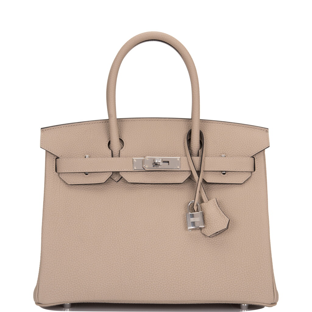 View full screen - View 1 of Lot 67. HERMÈS | GRIS TOURTERELLE BIRKIN 30CM OF TOGO LEATHER WITH PALLADIUM HARDWARE.