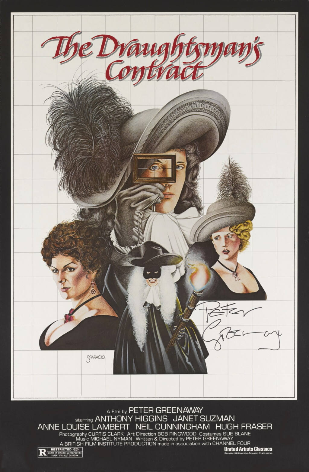 Voir en plein écran - Voir 1 du lot 147. THE DRAUGHTSMAN'S CONTRACT (1982) POSTER, US, SIGNED BY PETER GREENAWAY.