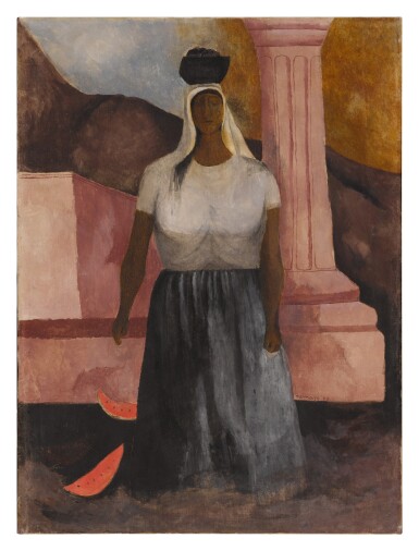 View full screen - View 1 of Lot 385. La vendedora de fruta.