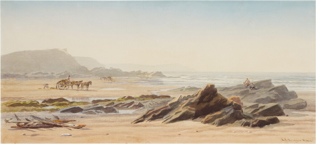 View full screen - View 1 of Lot 223. Seaweed gatherers on the beach, Guernsey.