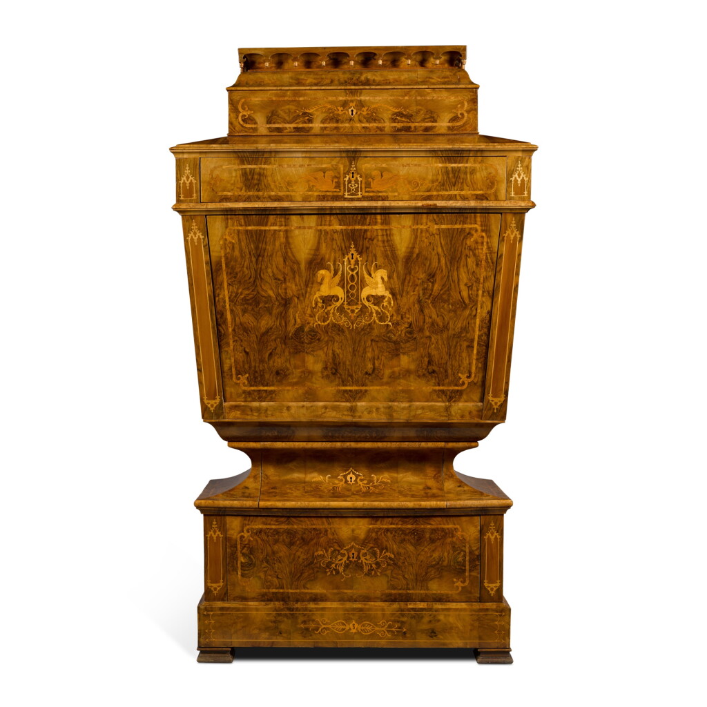View full screen - View 1 of Lot 33. An Austrian Biedermeier walnut and marquetry secretaire cabinet, circa 1830.