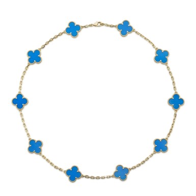 View full screen - View 1 of Lot 1812. ‘Vintage Alhambra’ Blue Agate Necklace | 梵克雅寶 | ‘Vintage Alhambra’ 藍色瑪瑙 項鍊.