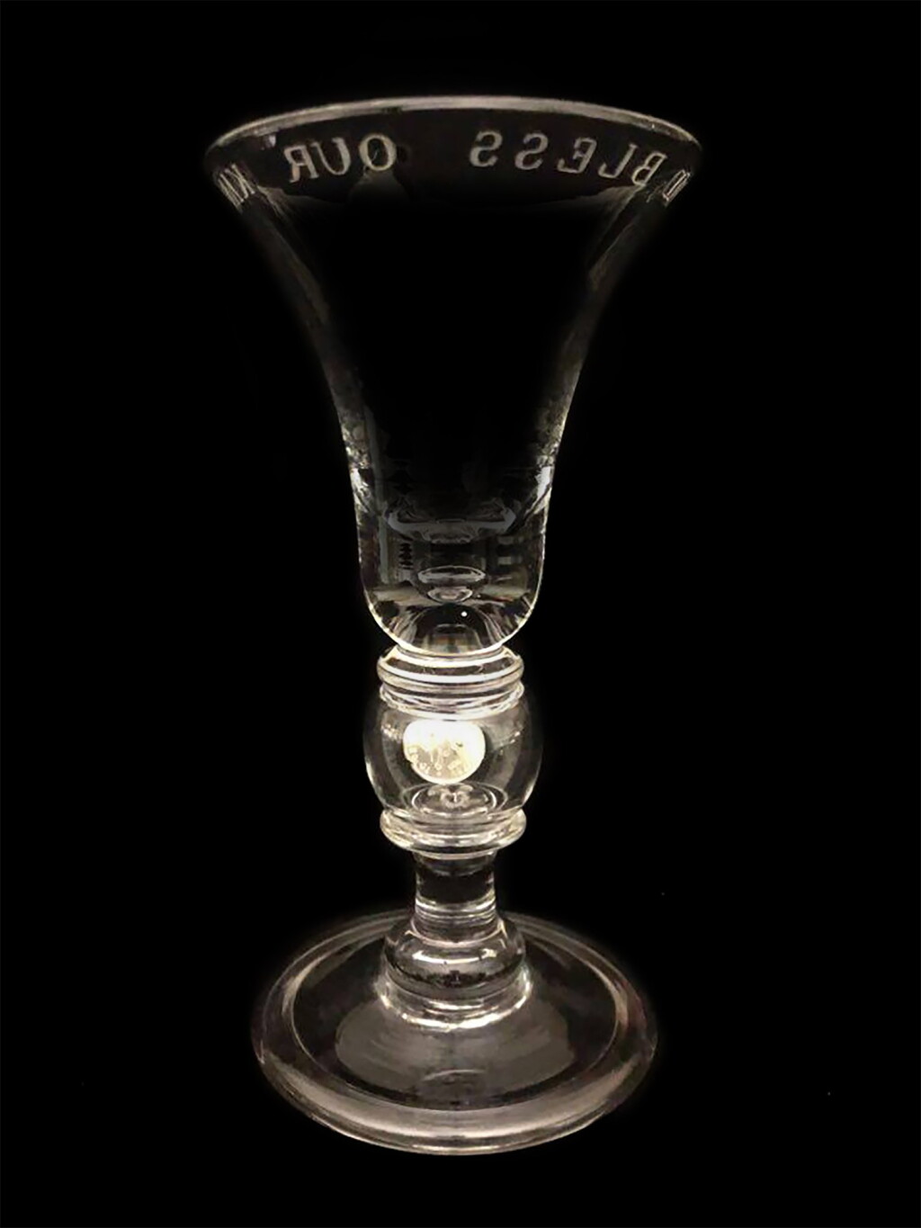 View full screen - View 1 of Lot 2. An inscribed engraved toasting glass celebrating the Silver Jubilee of King George V and Queen Mary, 1935.