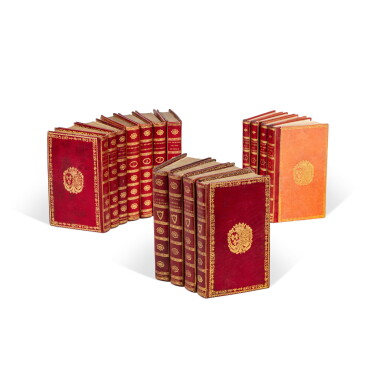 View full screen - View 1 of Lot 518. 4 ouvrages en reliure uniforme de Bradel aux armes de la duchesse de Berry..