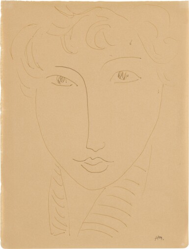 View full screen - View 1 of Lot 463. Tête de femme au col rayé.