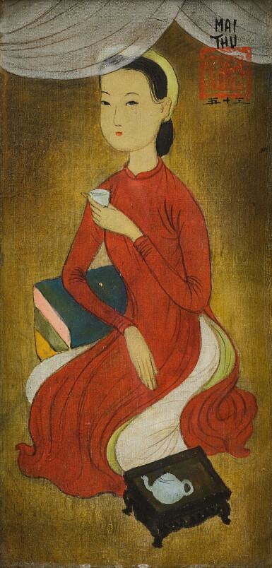 View full screen - View 1 of Lot 6110. Mai Trung Thu 枚中栨 (梅忠恕) | Lady Drinking Tea 喝茶的女士.
