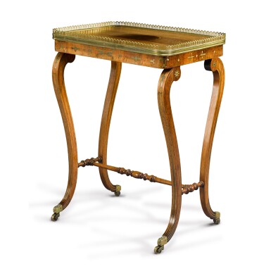 View full screen - View 1 of Lot 49. A Regency brass-inlaid and mounted rosewood occasional table, circa 1815, in the manner of George Oakley.