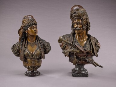 View full screen - View 1 of Lot 79. Janissaire du Sultan Mahmoud II and the Jeune fille du Caire (Janissary of Sultan Mahmoud II and Young girl of Cairo).