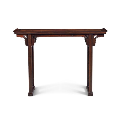 View full screen - View 1 of Lot 270. A 'zitan' recessed-leg table (Qiaotou'an), Qing dynasty, 18th century.