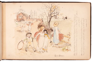 View full screen - View 1 of Lot 89. Laura Knight | Album including five pages of watercolours and sketches by her, 1891.