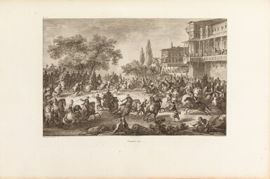 View full screen - View 1 of Lot 2. CHOISEUL-GOUFFIER. Voyage pittoresque de la Grèce. Paris, 1782-1822. 2 tomes en 3 vol. in-folio. Demi-chagrin vert..