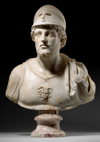 View full screen - View 1 of Lot 30. A ROMAN MARBLE CUIRASSED BUST OF MARS, CIRCA LATE 4TH CENTURY A.D..