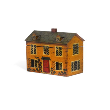 View full screen - View 1 of Lot 41. A Regency cottage-form painted tea caddy, early 19th century.