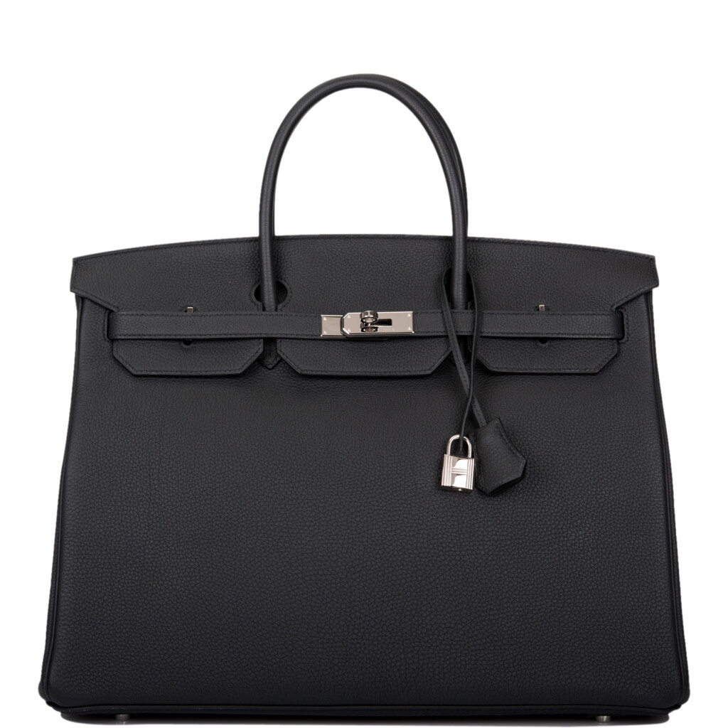 View full screen - View 1 of Lot 44. Hermès Plomb Birkin 40cm of Togo Leather with Palladium Hardware .