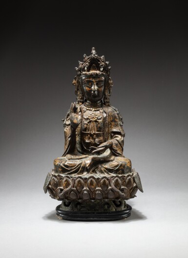 View full screen - View 1 of Lot 64. A bronze figure of a bodhisattva Ming dynasty, 17th century | 明十七世紀 銅菩蕯坐像.