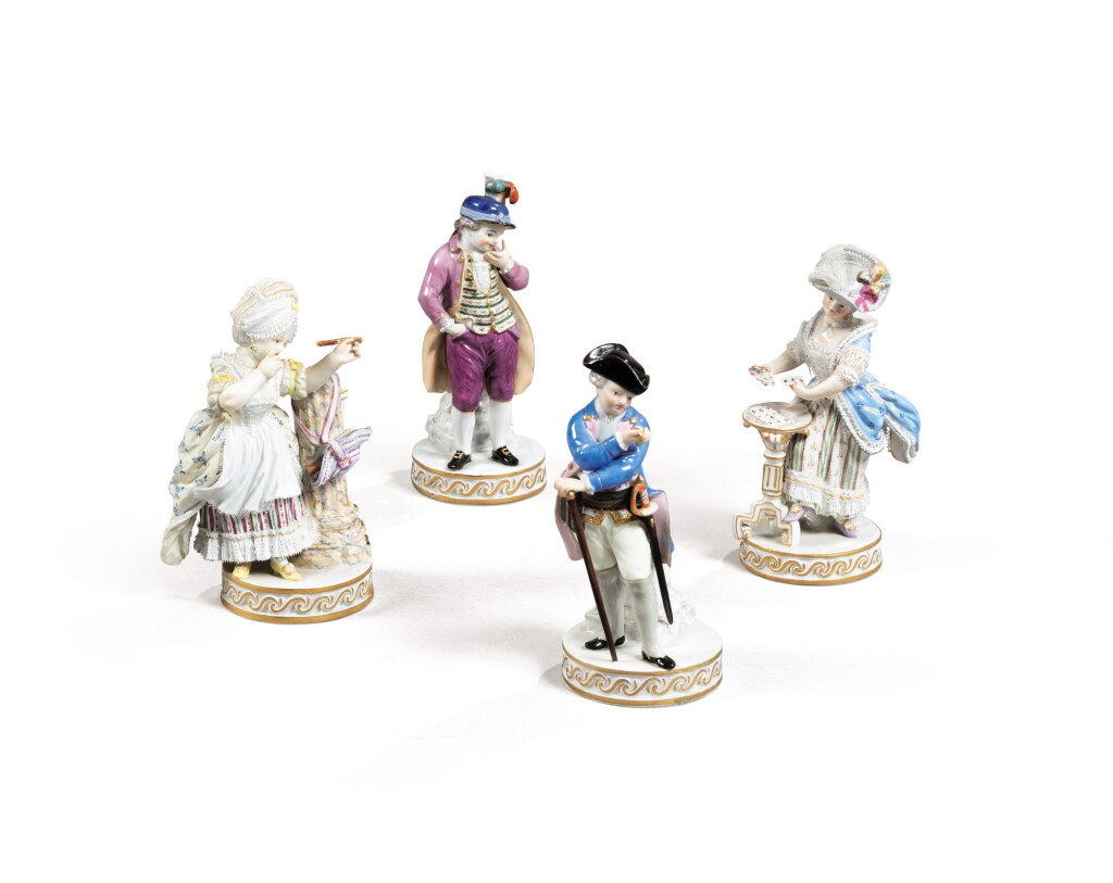 View full screen - View 1 of Lot 272. A set of four Meissen porcelain figures,.