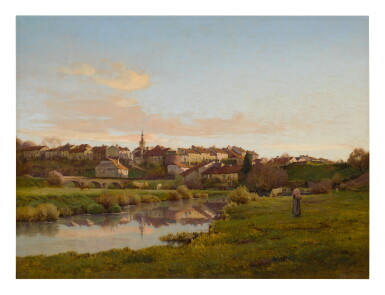 View full screen - View 1 of Lot 3. JEAN FERDINAND MONCHABLON | LA SAÔNE À CHÂTILLON, LE SOIR (VOSGES).