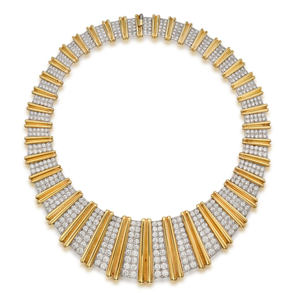 View full screen - View 1 of Lot 405. Gold and Diamond Necklace.