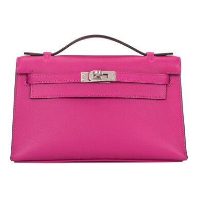 View full screen - View 1 of Lot 15. Hermès Rose Pourpre Swift Mini Kelly Pochette.