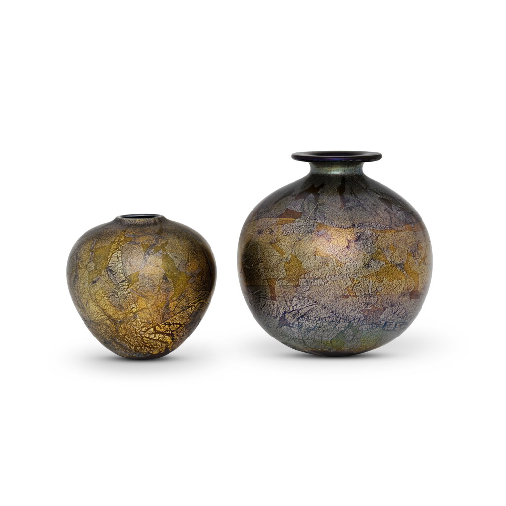 View full screen - View 1 of Lot 1721. A globular Loetz style glass bud vase, 20th century.