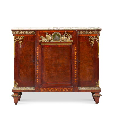 A French gilt-bronze mounted mahogany and burr cabinet, late 19th century, attributed to François Linke