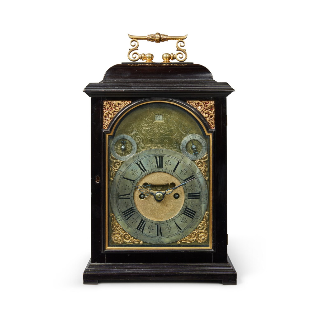 View full screen - View 1 of Lot 22. A George I Quarter Repeating Ebonised Table Clock, John Bushman, London, Circa 1720.