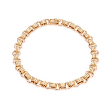View full screen - View 1 of Lot 19. Sherman Field | 18 Karat Yellow and Pink Gold Triple Chain Bracelet.