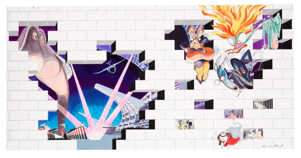 View full screen - View 1 of Lot 317. Gerald Scarfe | Pink Floyd – The Wall | Album Sleeve Design, oil on canvas.