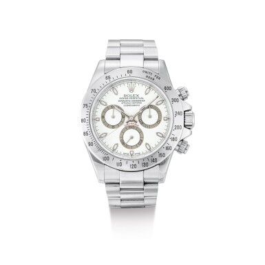 View full screen - View 1 of Lot 2118. ROLEX | COSMOGRAPH DAYTONA, REFERENCE 116520, A STAINLESS STEEL CHRONOGRAPH WRISTWATCH WITH BRACELET, AWARDED TO THE GRANDE AMERICAN SPORTS CAR SERIES GTS CHAMPION CHRIS BINGHAM, CIRCA 2002 | 勞力士 | "Cosmograph Daytona 型號116520 精鋼計時鏈帶腕錶,於2002年授予Grande American Sports Car Series GTS冠軍Chris Bingham".