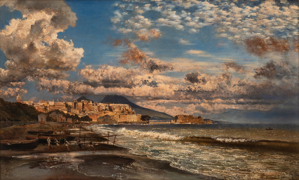 View full screen - View 1 of Lot 4. Naples, view from the Northwest over the Bay of Naples, with Vesuvius in the background.