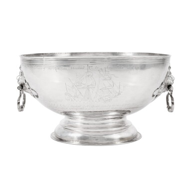 View full screen - View 1 of Lot 53. A George I Provincial Silver Punch Bowl, Robert Makepeace & Francis Batty, Newcastle, 1719.