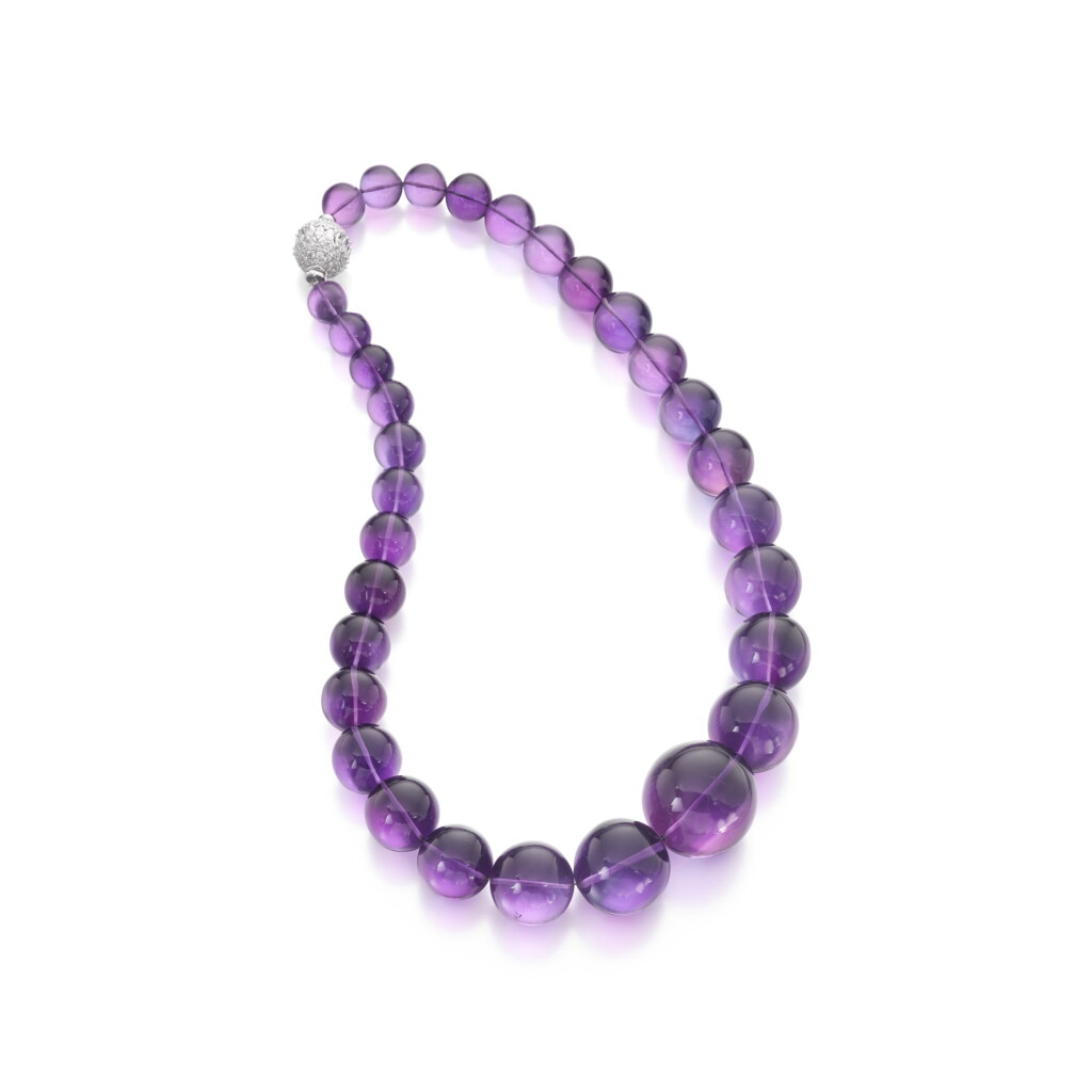 View full screen - View 1 of Lot 386. Amethyst and diamond necklace.