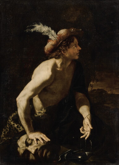 View full screen - View 1 of Lot 243. ITALIAN SCHOOL, 17TH CENTURY | DAVID WITH THE HEAD OF GOLIATH.