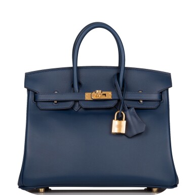 View full screen - View 1 of Lot 28. Navy Swift Leather Birkin 25 Gold Hardware, 2021.