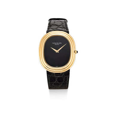 View full screen - View 1 of Lot 71. PATEK PHILIPPE | ELLIPSE, REFERENCE 3634, A YELLOW GOLD WRISTWATCH WITH ONYX HARDSTONE DIAL, CIRCA 1977.