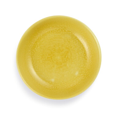 View full screen - View 1 of Lot 3627. A yellow-glazed dish Mark and period of Zhengde | 明正德 黃釉盤 《大明正德年製》款.